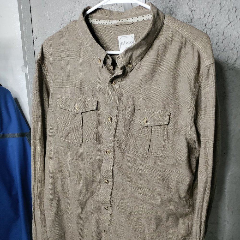 Nuco Shirt Men's Size L Brown Button Down Long Sleeve